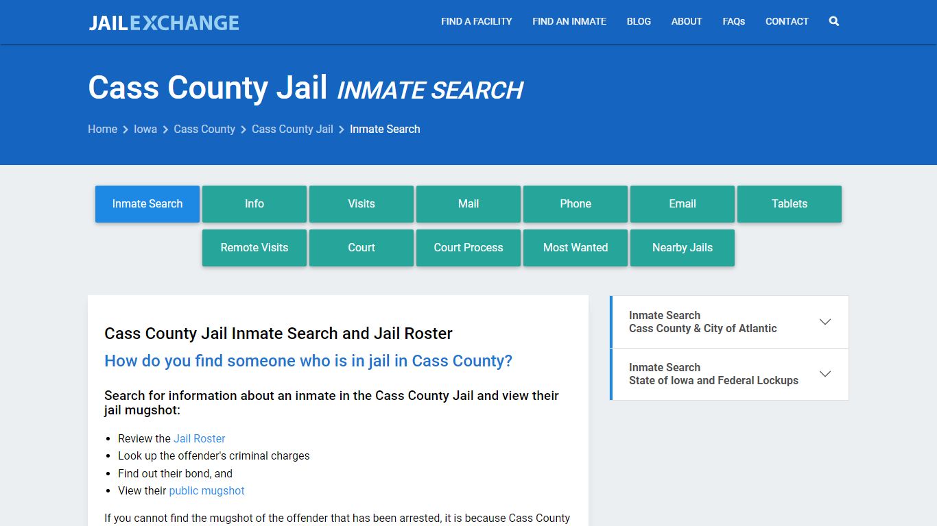 Cass County Jail Inmate Search - Jail Exchange